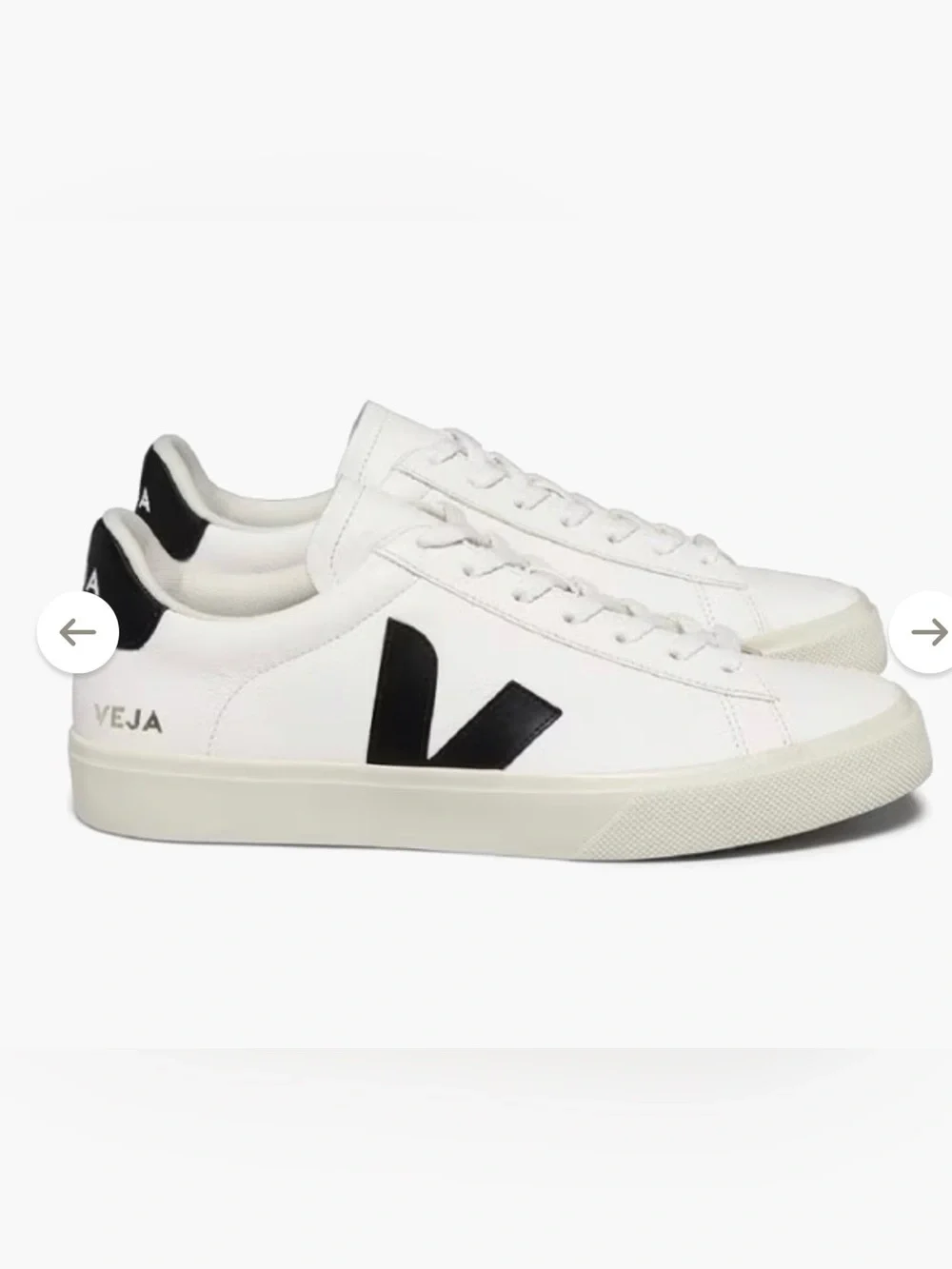 Veja White Leather Low-Top Sneakers with Black V